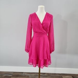 NWT Japna Chiffon Tiered Ruffle Dress Sheer Sleeve Boho Size M